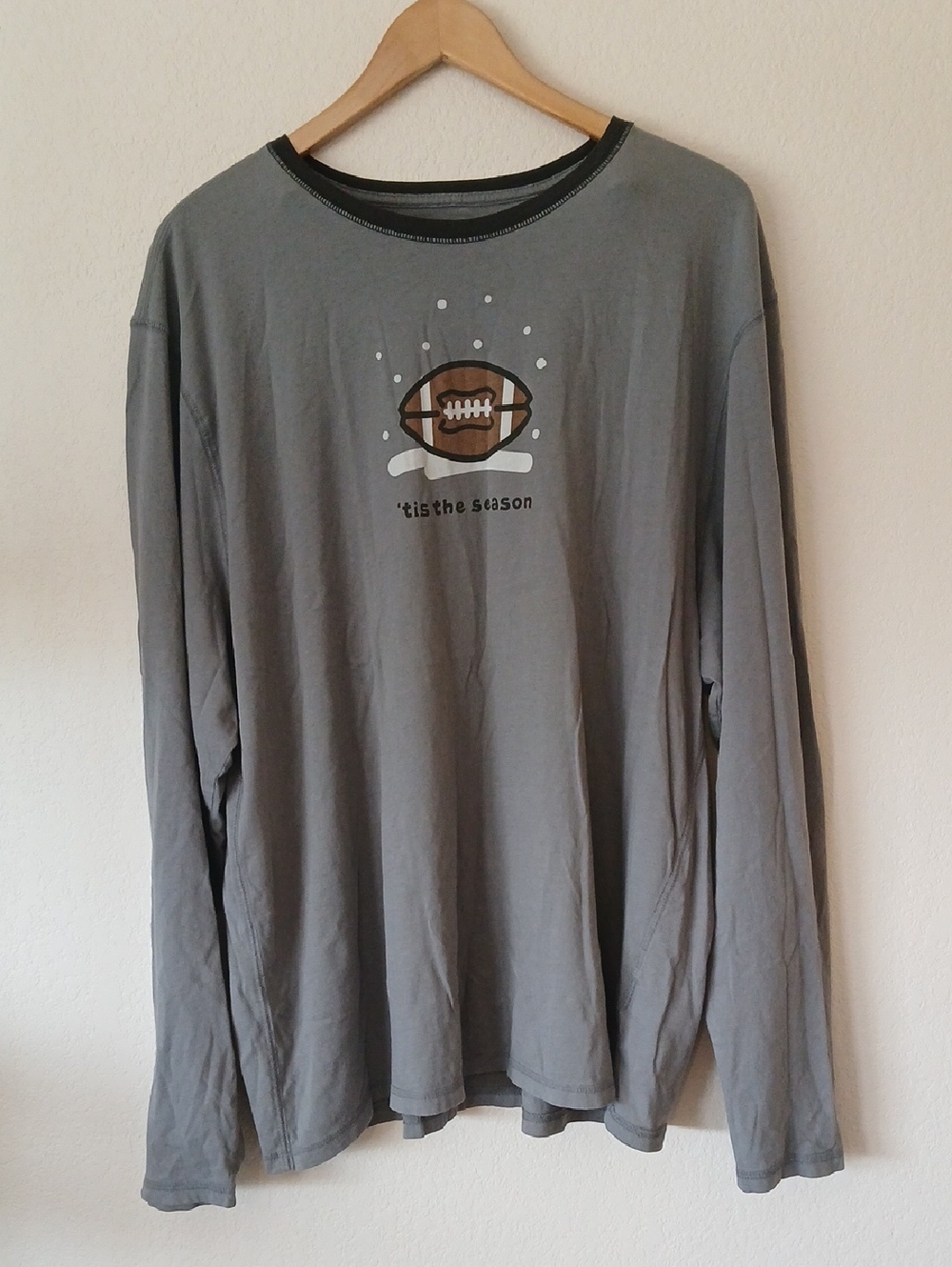 Life Is Good Winter Football Sleep Semi-fitted Long Sleeve Ringer Tee